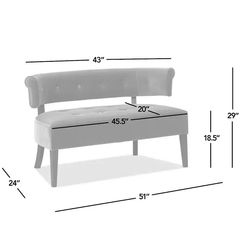Banc causeuse capitonné avec accoudoirs Jared Jennifer Taylor Home