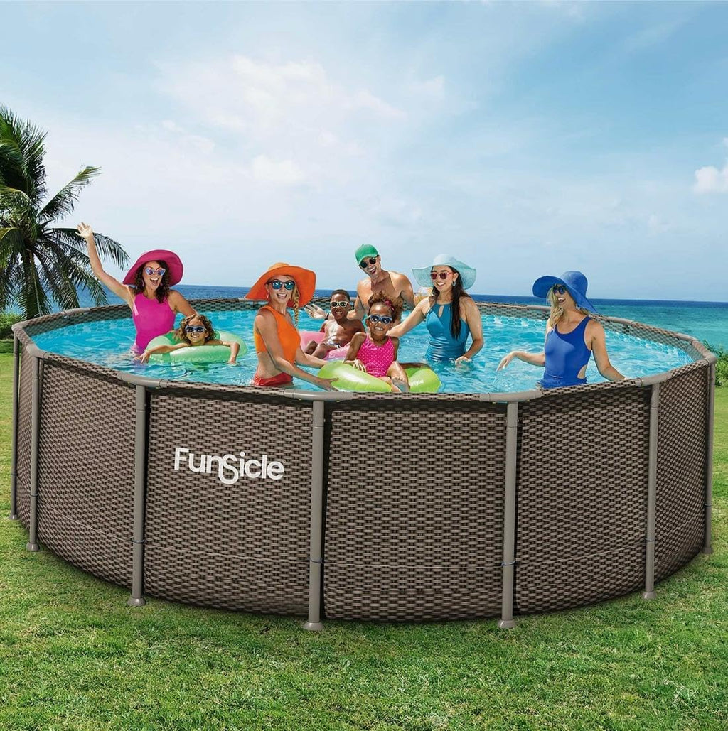 FUNSICLE Piscine Tubulaire Ronde Marron Ø4,57m x h1,22m