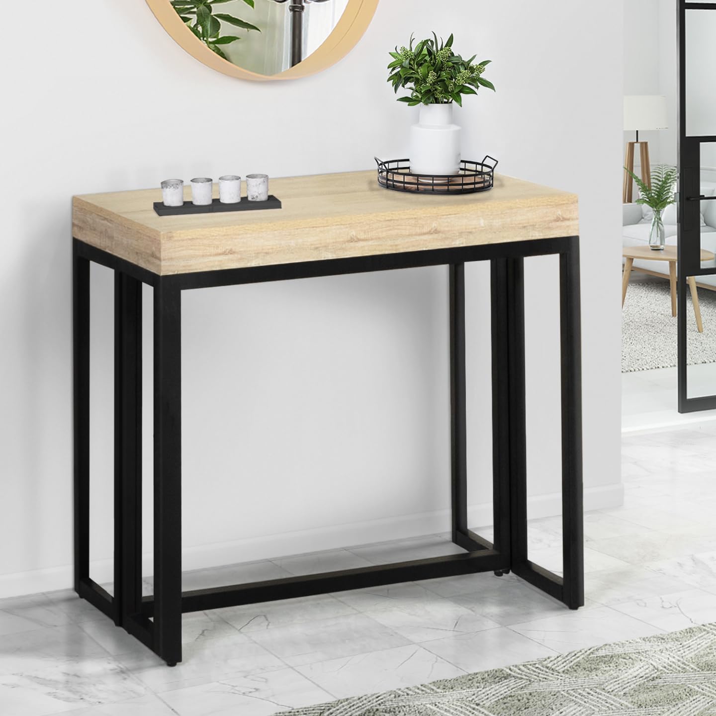 IDMarket - Table Console Extensible Toronto 10 Personnes 235 cm Design Industriel