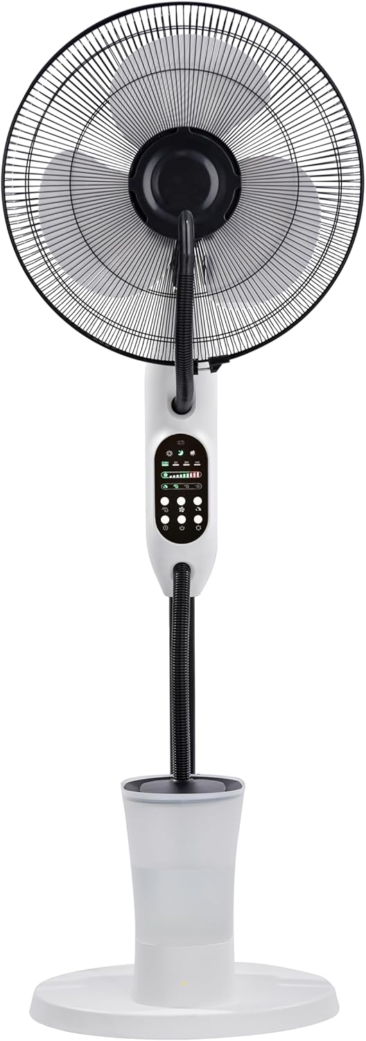 O'FRESH Ventilateur brumisateur sur Pied 125 cm – Puissant & Silencieux – Oscillation Automatique – 3 Vitesses – Intérieur – Idéal Maison, Bureaun Chambre - Rafraichit instantanémant