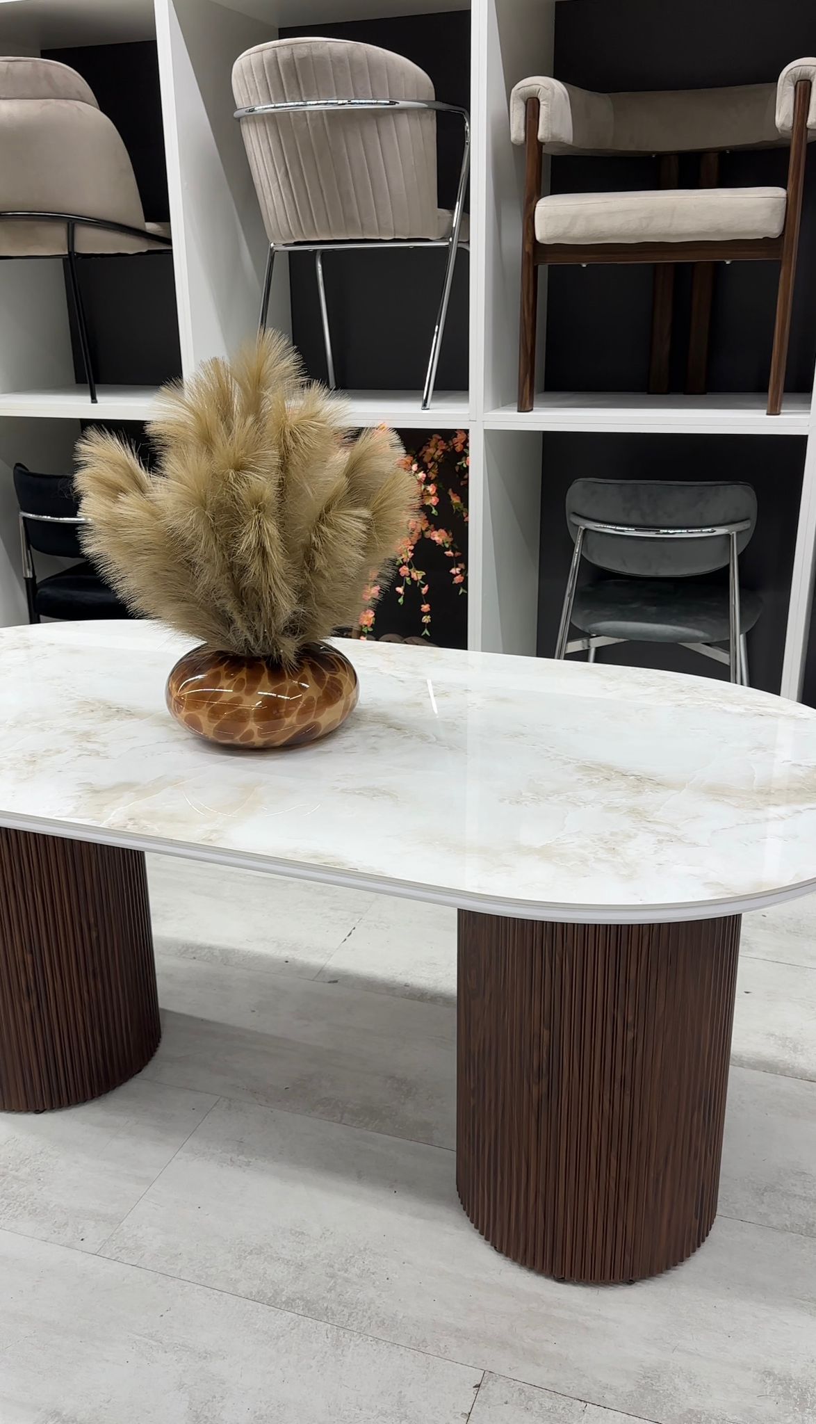 Table à Manger Sihem Ovale 180 cm – Céramique & Noyer
