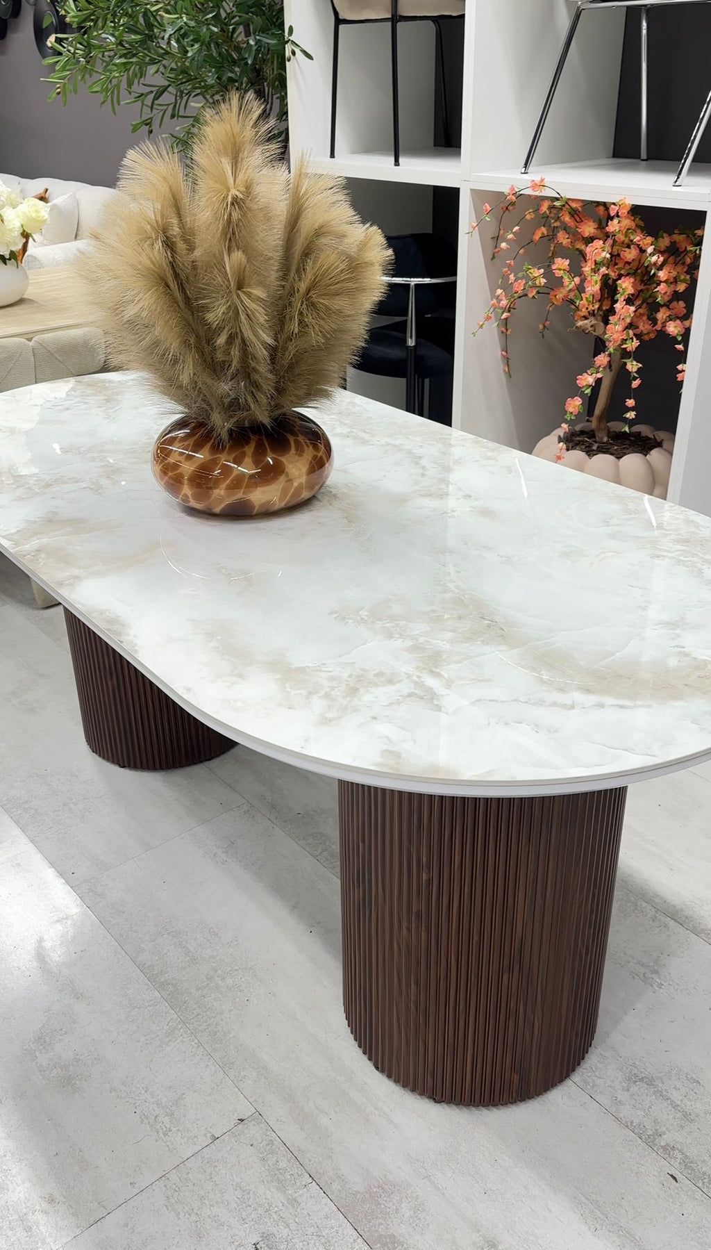 Table à Manger Sihem Ovale 180 cm – Céramique & Noyer