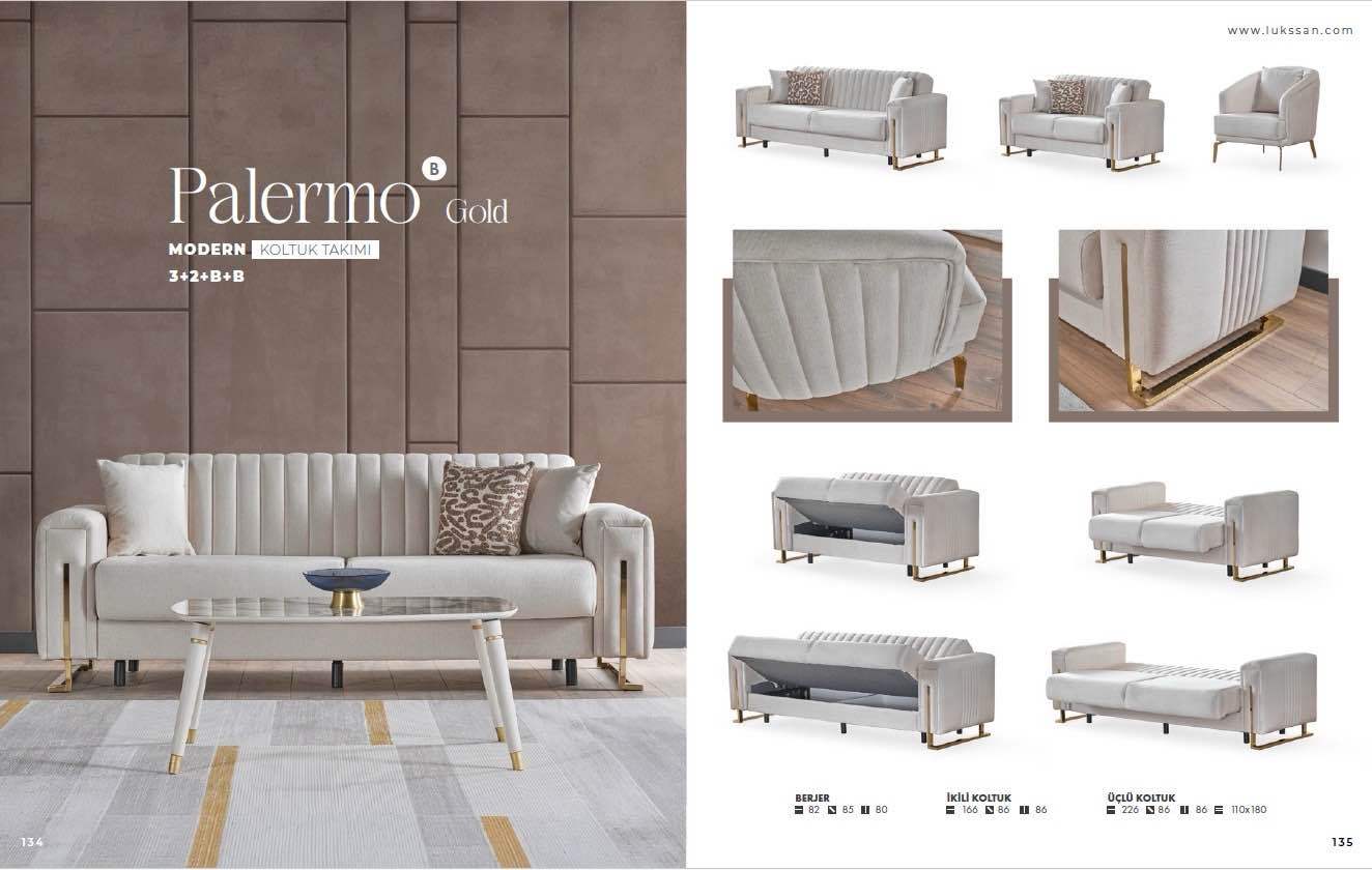 Canapé Palermo - Velours et Structure Bois avec Accoudoirs