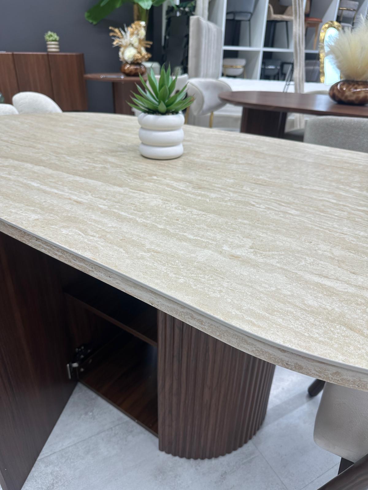 Table Porta effet travertin  180cm/90cm