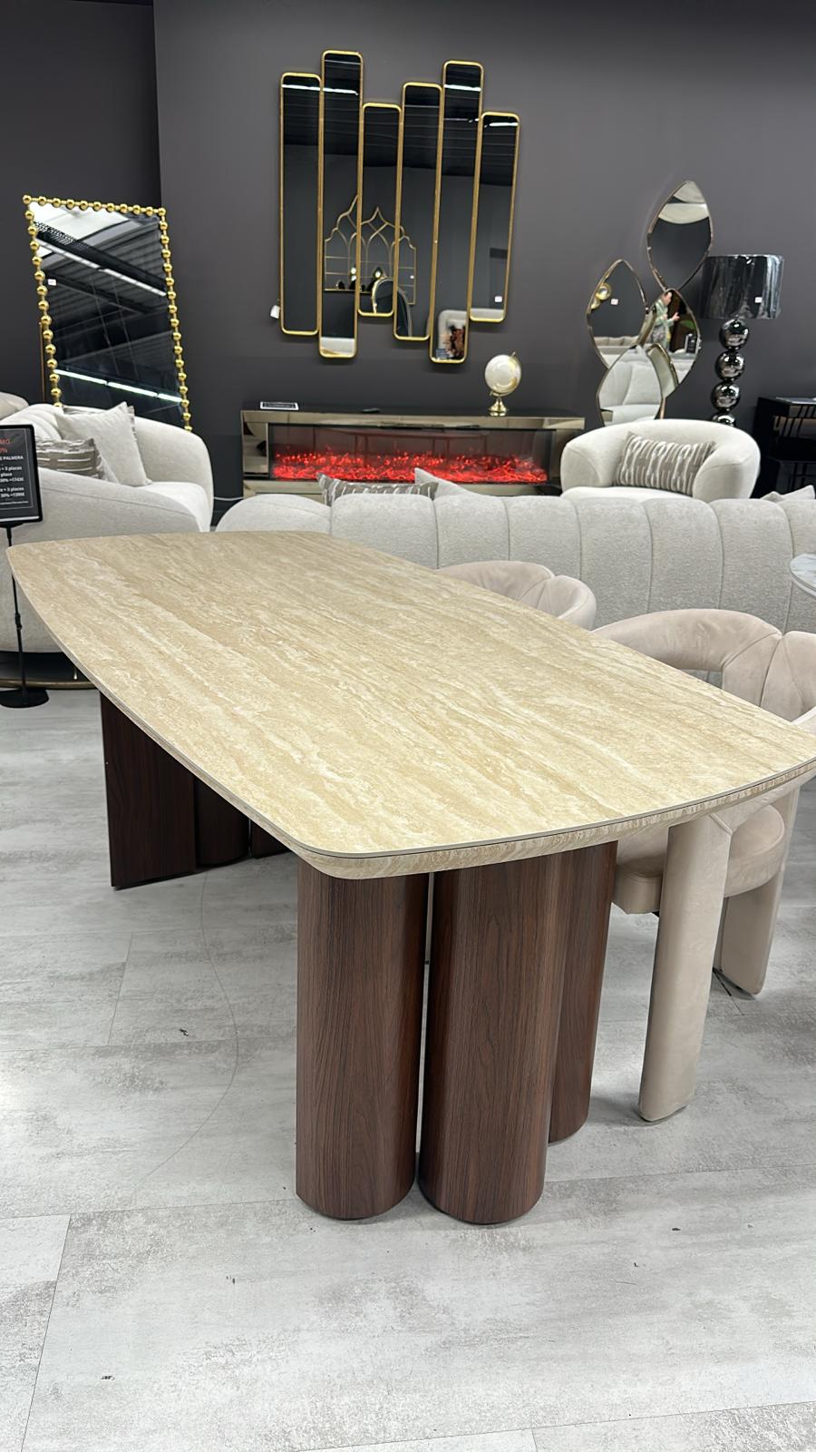 Table à manger Trinity Noyer Travertin 180 cm