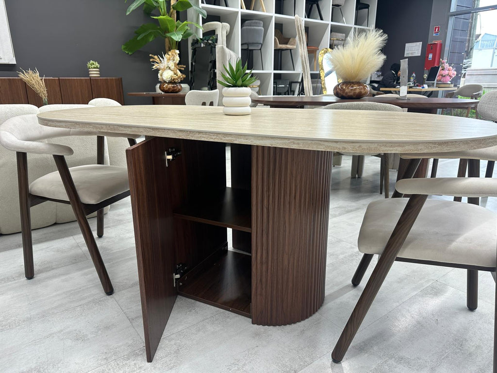 Table Porta effet travertin  180cm/90cm