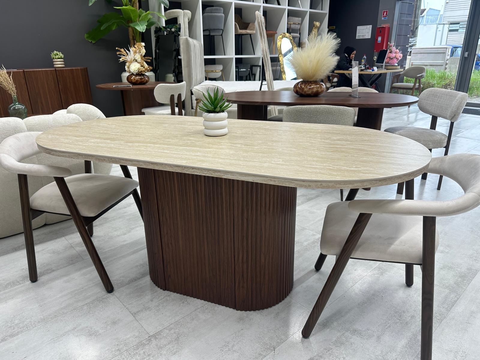 Table Porta effet travertin  180cm/90cm